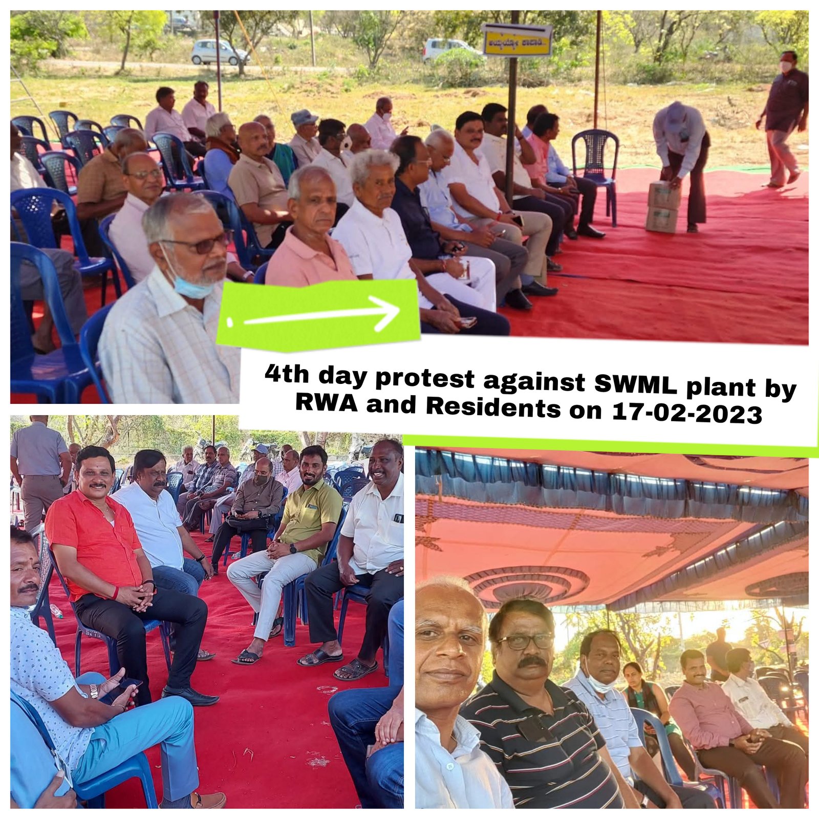 Banashankari Sixth Phase Residents' Welfare Development Association and residents and surrounding villagers started a continuous sit-in against the Lingadheeranahalli Solid Waste Unit and BBMP. On the 4th day,